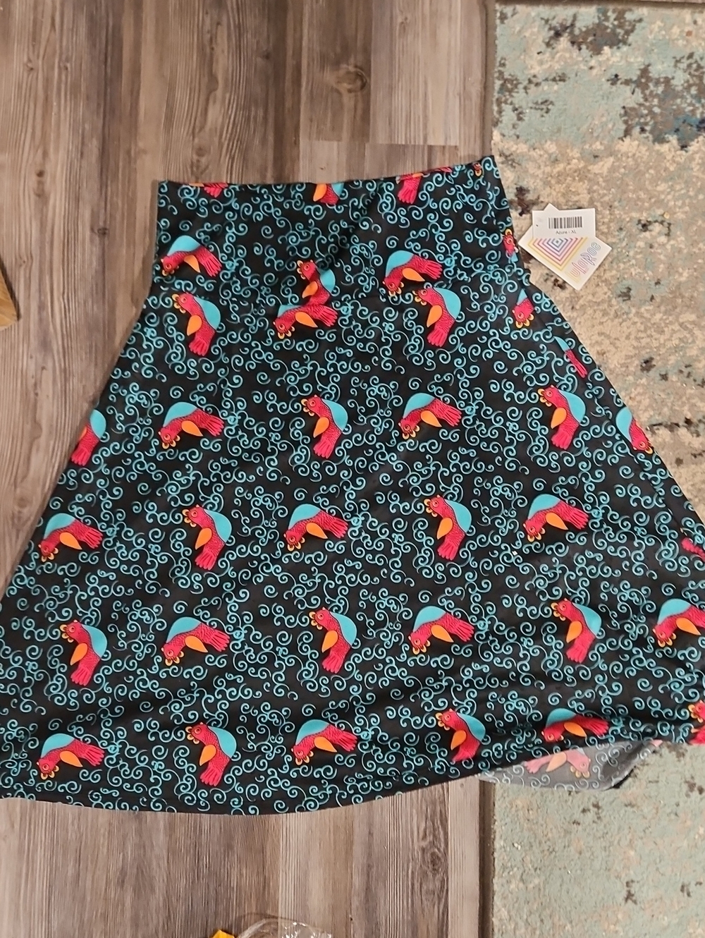 Women's Black Birf Print A-Line Skirt